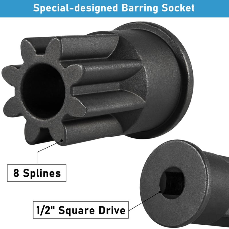 Camoo Engine Barring/Turning Socket Wrench For CAT Caterpillar, EUI/MUI & Mack Engines, Fits 3176/3196/3200/3208/3300/3400/3406/3500/3508/3512 Series, C9, C10, C12, C13, C15 and C16 & E-7, E-7 ETEC - Image 5